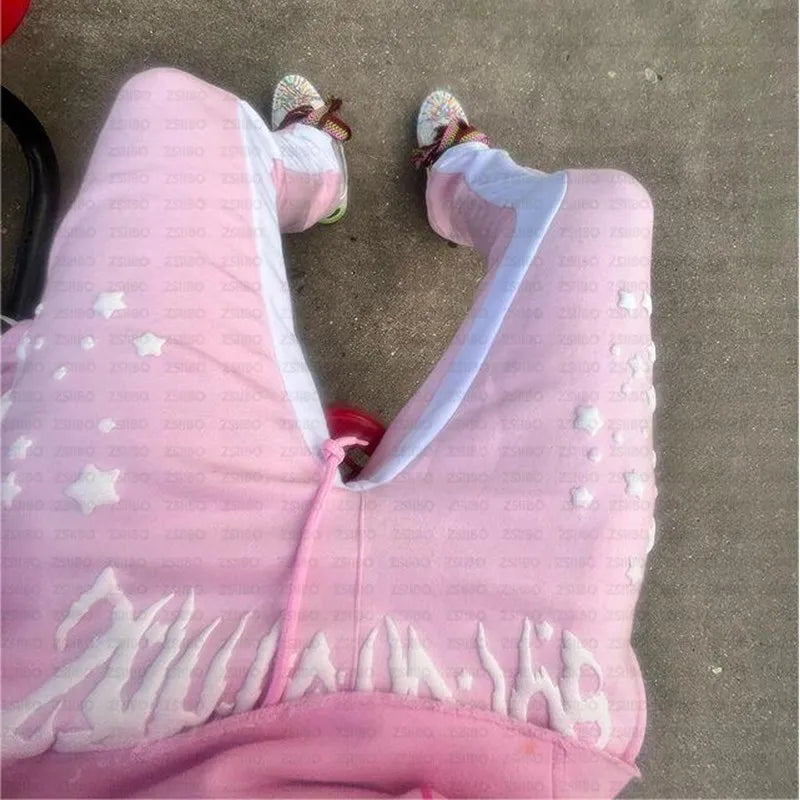 Y2K Cobweb Printed Hoodies Women Autumn Winter Harajuku Zip Up Hooded Sweatshirt