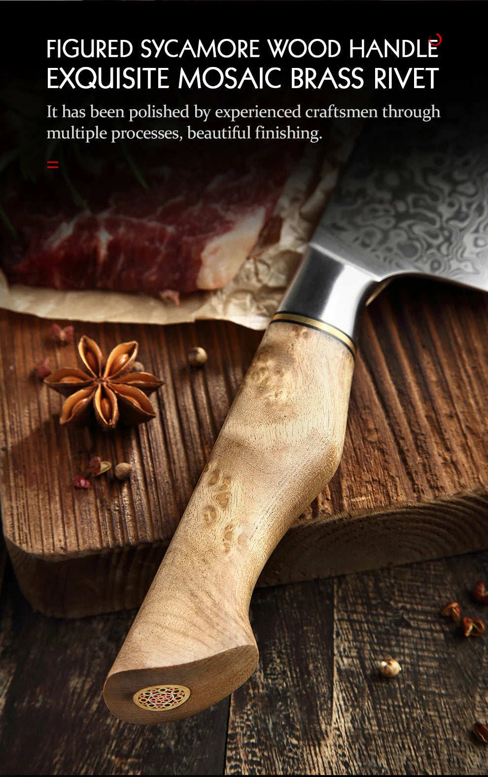 Kitchen Knife Set 1-7PC Damascus Steel knives Chef Knife Kitchen