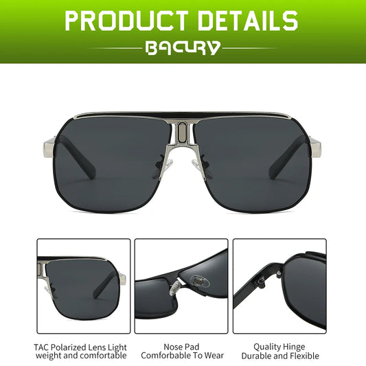 BACURY 1PCS Women Polarized Sunglasses Metal Frame Large Frame Box Walking Playing Driving Men Glasses Daily Wear Holiday Gifts