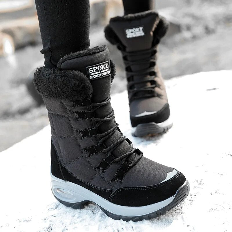 Moipheng Women Boots Winter Keep Warm Quality Mid-Calf Snow Boots