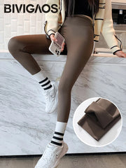 Fall Winter Brushed Shark Leggings Pants Women Seamless Feeling