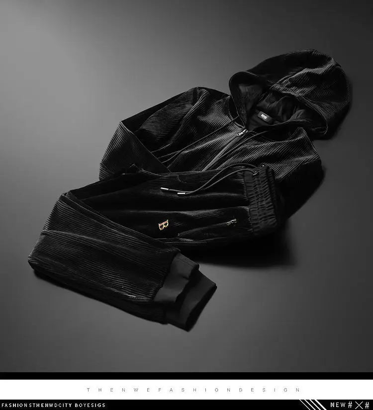 Men's Clothing Spring and Autumn high quality Casual Sports Hooded suit Gold Velvet Pants suit Loose Two-piece Set
