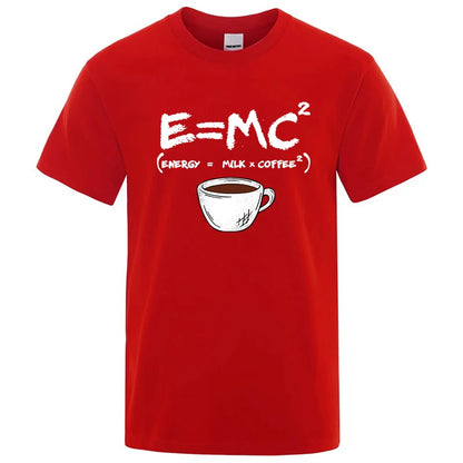 Summer Men's T-shirt 100% Cotton Casual Funny Energy=Milk+Coffee Print Men Cool Loose O-neck Tops For Men Short Sleeve Male Tees