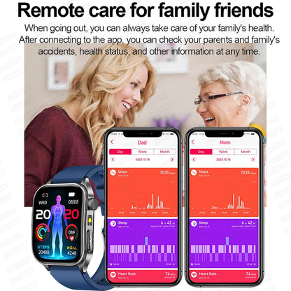 2025 New Blood Pressure 650nm Laser Therapy Diagnosis Smartwatches Men Women Clock Uric Acid Lipid  Heart rate Smart Watch IOS