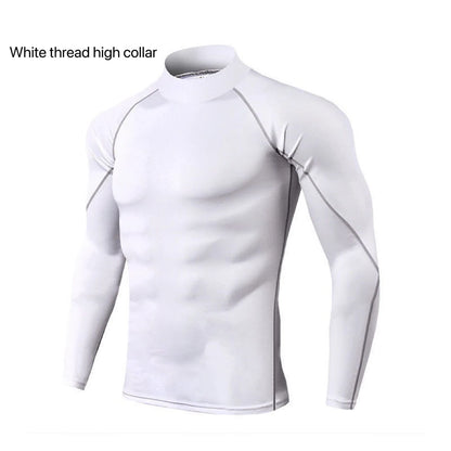 Men's Workout Compression Shirt Quick Dry Running T-shirt Turtleneck Long Sleeve Rash Guard Gym Base Layer Athletic Undershirt