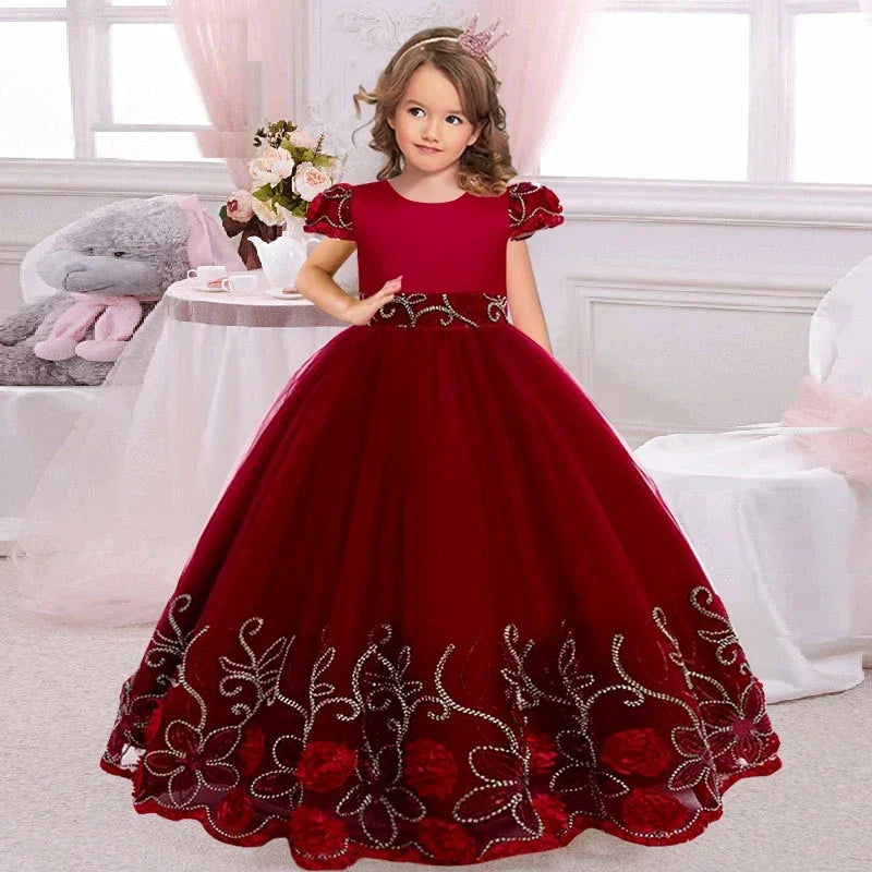 New Flower Girl Dresses Piano Performance Dress Birthday Wedding Party Pageant Costume Gorgeous Birthday Evening Dress 4-14Y