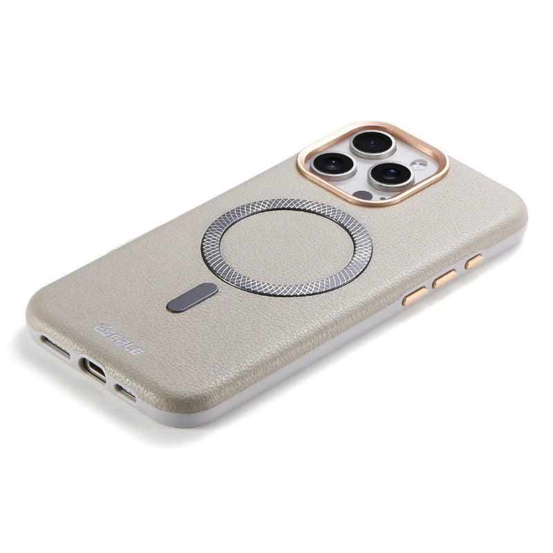 Solid Color Leather For Magsafe Magnetic Shockproof Phone Case For iPhone 17 Pro Max 15 13 14 16 Pro Max Bumper Cover