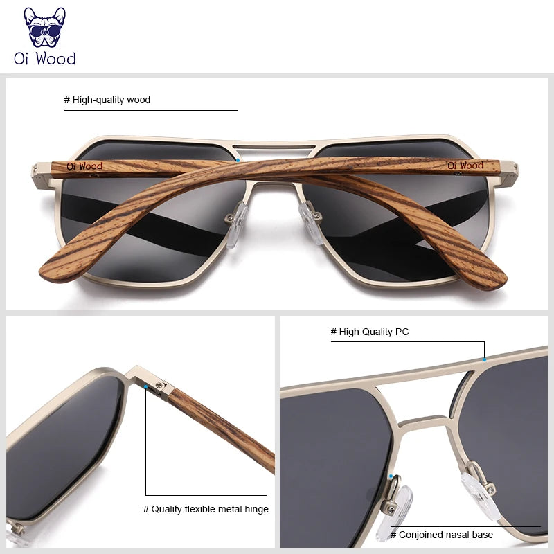 Alloy Sunglasses Men Women Wooden Polarized Sun Glasses Driving