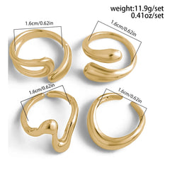 One Set Irregular Geometric Rings For Women Men Girls Punk Fashion Beach