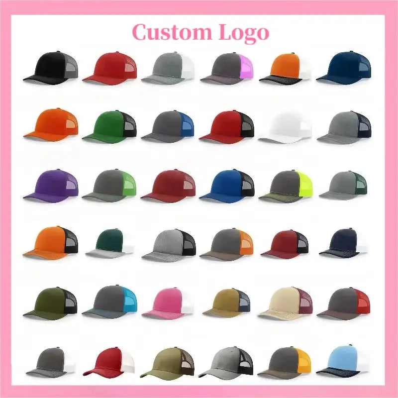 Custom embroidered logo hat Men's and women's mesh cap cotton baseball cap design DIY picture printing logo hat Summer sun hat