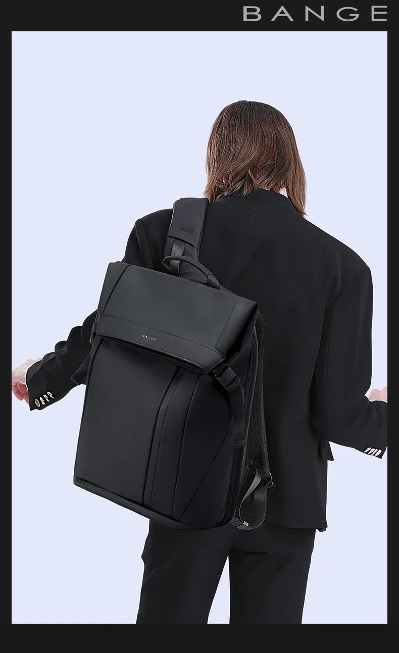 Bange Men Fashion Backpack 15.6 inch Multifunctional Waterproof Backpack Daily Travel Bag Casual School Rucksack with Buckle