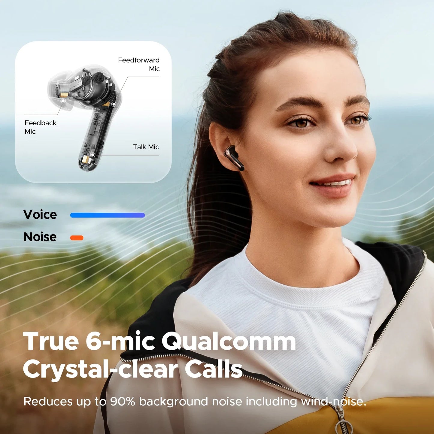 SOUNDPEATS Air5 Pro Wireless Earphones 55 dB Adaptive Hybrid ANC Bluetooth 5.4 Earbuds, Hi-Res LDAC aptX Loseless,6 Mics AI ENC
