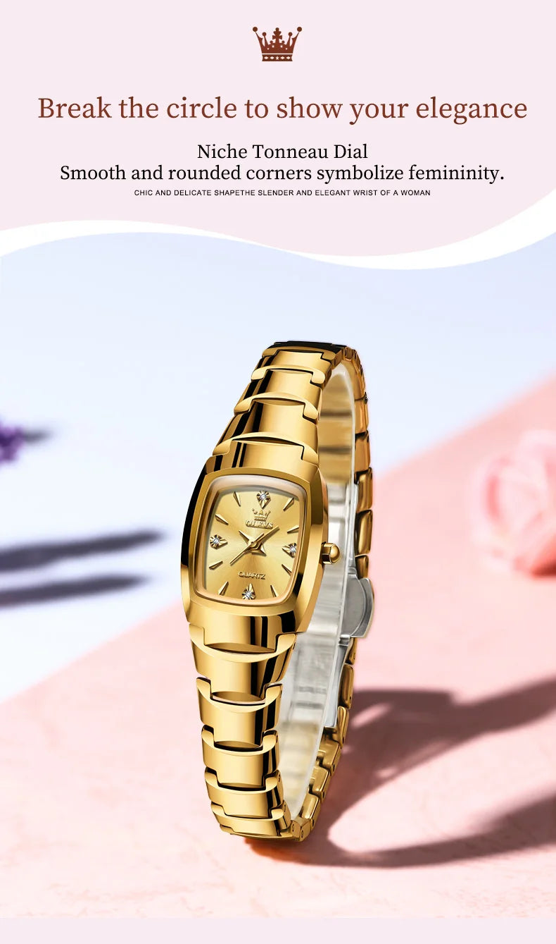 OLEVS 7006 Women's Watches Top Brand Luxury Original Quartz Montres Femmes Waterproof Tungsten Steel Case Strap Luminous Date