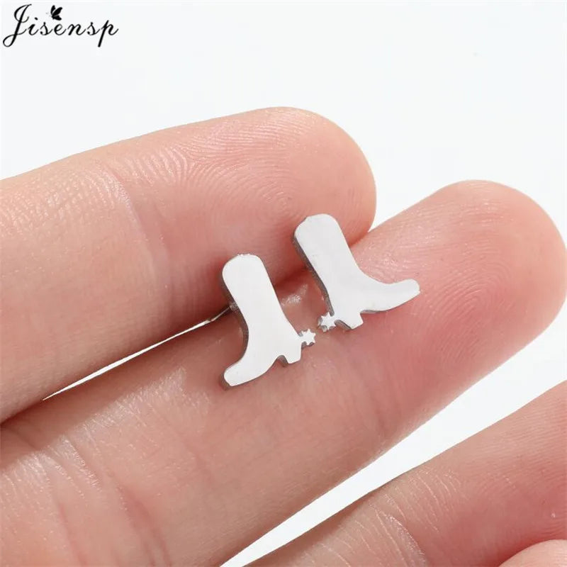 Mini Stainless Steel Earings Fashion Jewelry Cute Heart Music Leaf Bunny Sun Stud Earrings for Women Lion Ear Studs Pendientes
