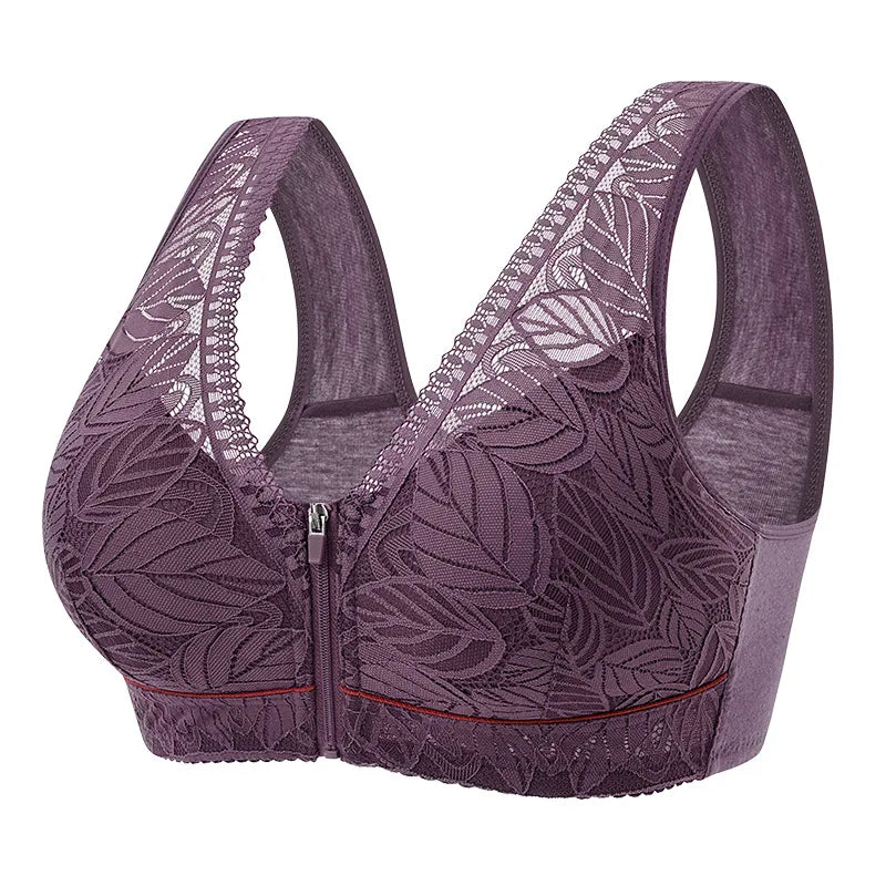 Sports yoga bra cotton cups front zipper underwear breathable women