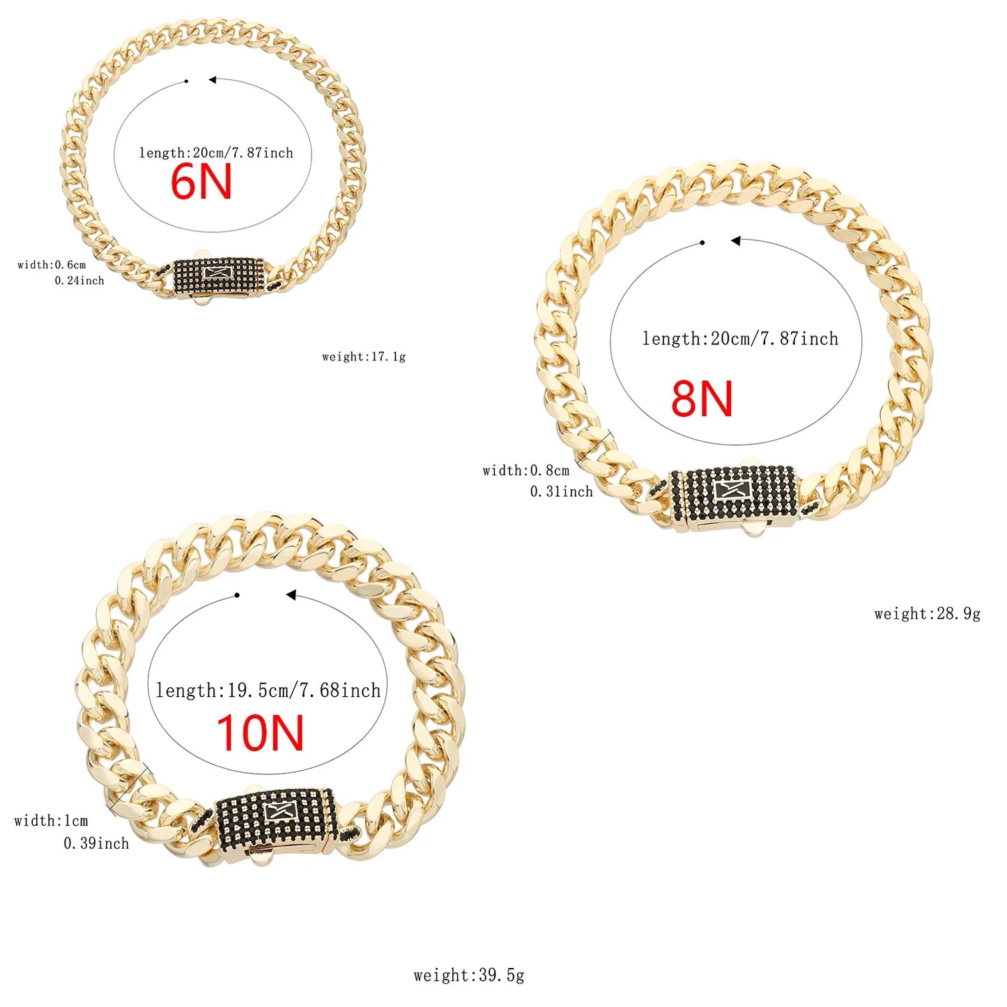 14K Monaco new chain for men and women, brass, cubic zirconia, fashionable Monaco bracelet for men and women