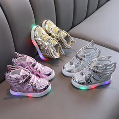 Wings Children Shoes Fashion Spring Autumn Glow Flashing LED Shoe Kids Korean Style