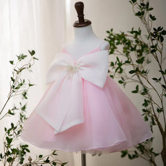 Flower Girl Pink Luxury Dress Children Birthday Baptism Dresses For Kids