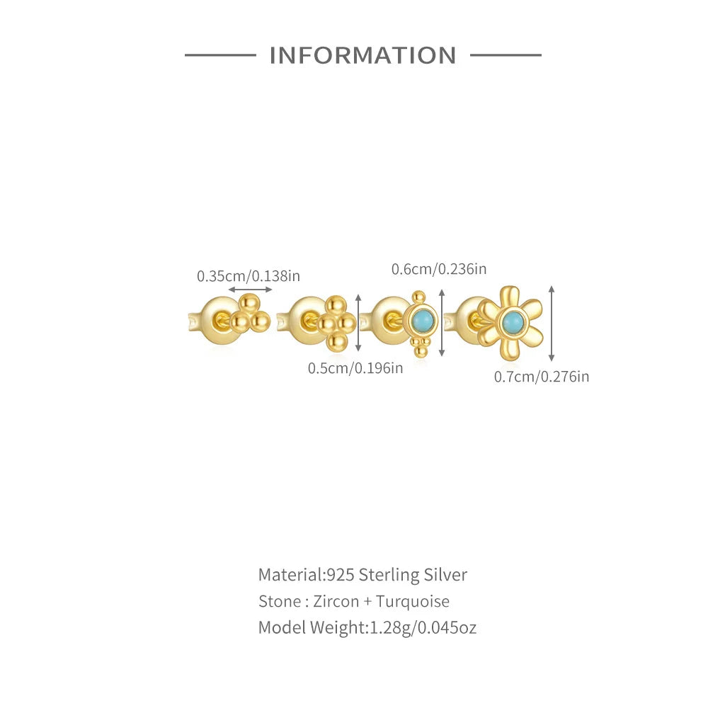 CANNER Set Double Layer Smooth Classic Hoop Earrings For Women 925 Sterling Silver Ins Flower Color Zircon Earrings Fine Jewelry