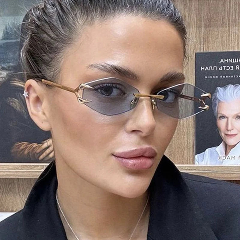 Women's Sunglasses Fashion Rimless Rhombus Sun Glasses for Female