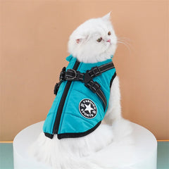 Large Pet Dog Jacket With Harness Winter Warm Dog Clothes For Labrador Waterproof