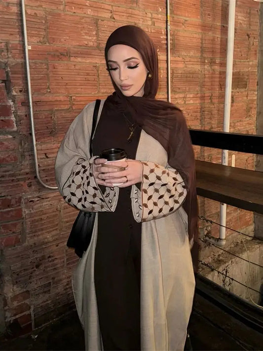 Open Muslim Kimono Abaya Dubai Elegant Kaftan Modest Dress Abayas For Women