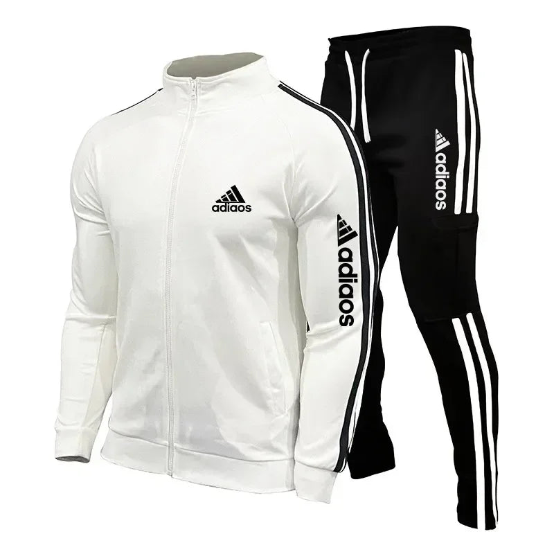 2025 New Men's Zipper Tracksuit Set Sweatshirt and Sweatpants Sports Suit Running Fitness Clothing