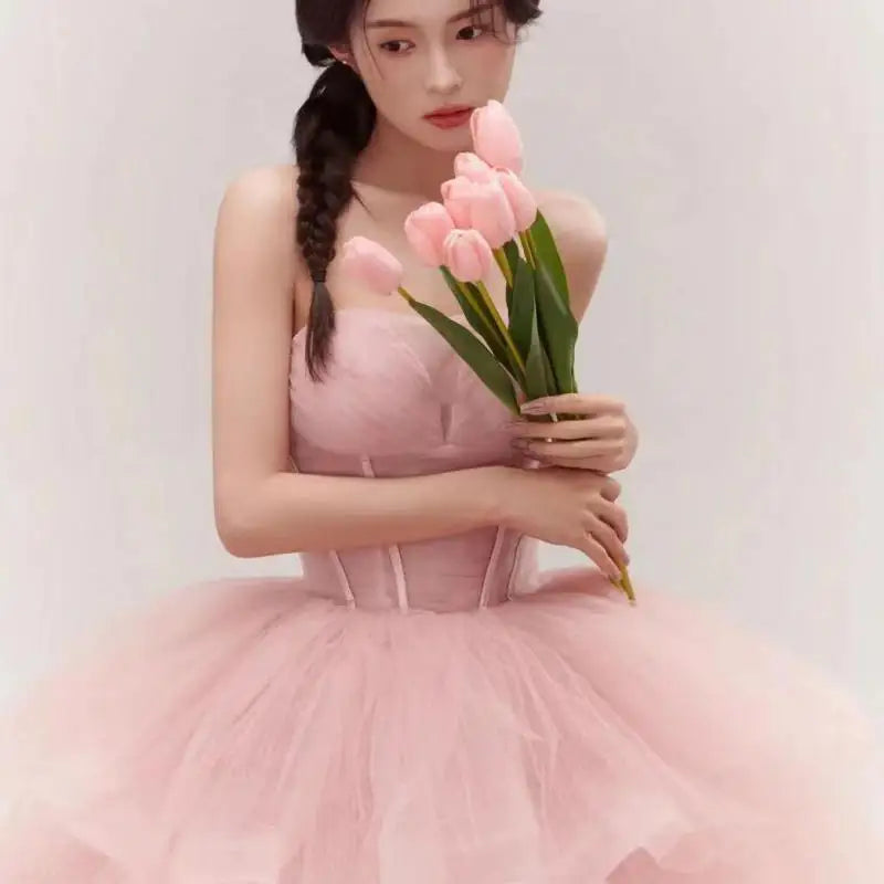 White Bridesmaid Dresses: Sweet Pink Ball Gown Wedding Dresses Classic Strapless