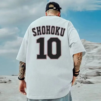 8XL Men Oversize Fashion Loose American Basketball Number ten Print Short Sleeve Round Neck Versatile Trend Couple outfit