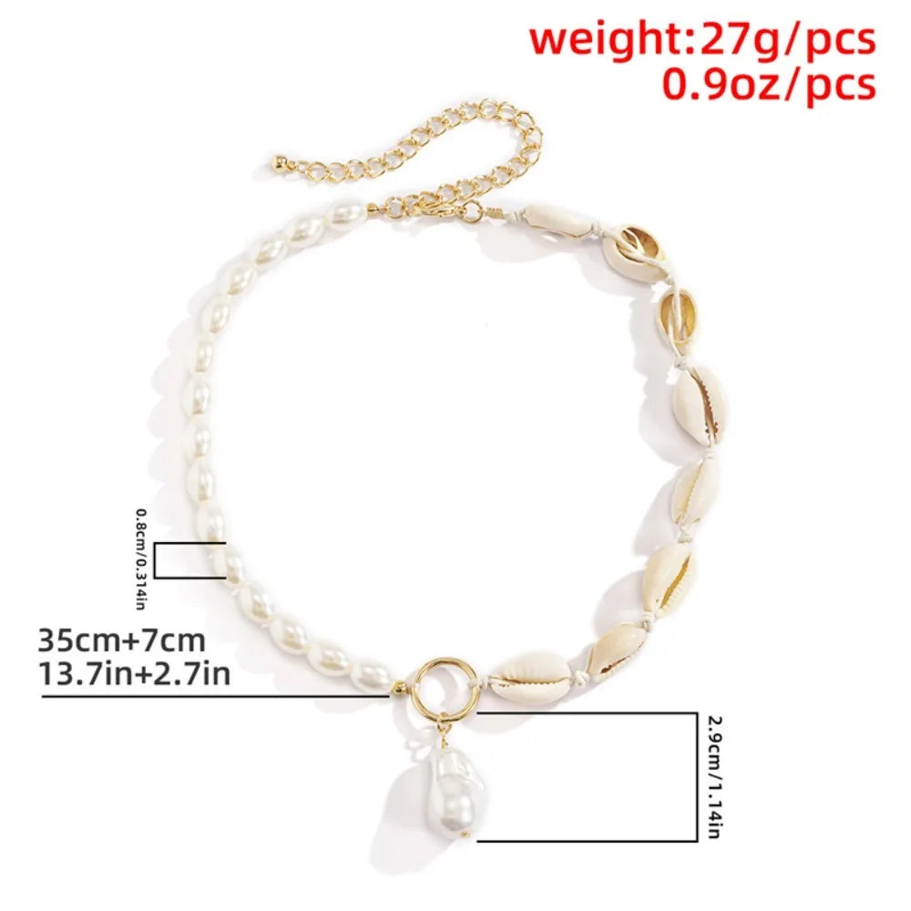 Elegant Irregular Imitation Pearl Beads Necklace for Women Vintage Party Wedding Tassels Choker Fashion Jewelry Accessories Gift