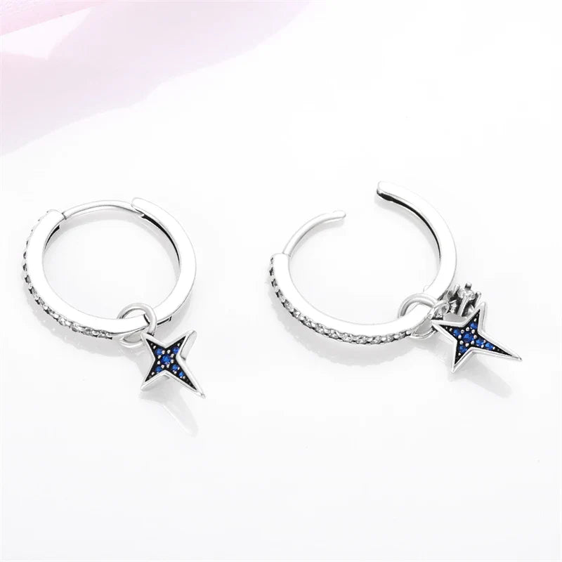 925 Silver Charms Plata De Ley 925 Jewelry Women Fashion Cute Tiny Clear Crystal CZ Stud Earrings Star Starfish Dolphin Earrings