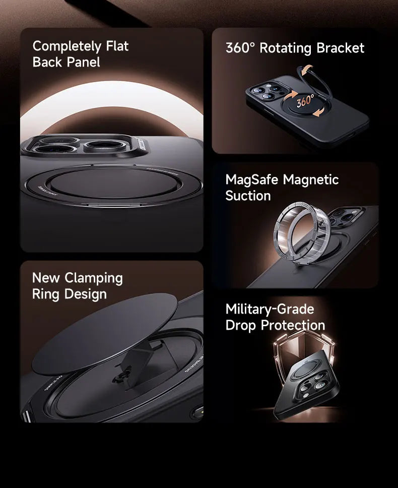 Stand Phone Case For iPhone 16 Pro Max MagSafe Magnetic Case With 360° Rotating Ring Bracket Anti-Drop Protection Cover