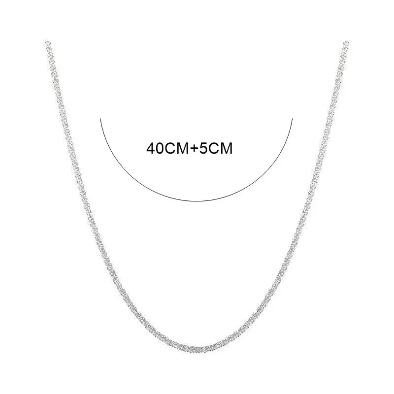 Silver Colour Sparkling Clavicle Chain Choker Necklace Collar For Women Fine Jewelry