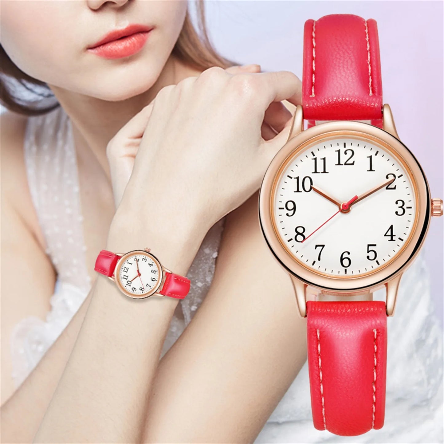 Japan Movement Women Quartz Fine Watch Easy To Read Arabic Numerals Simple-Dial