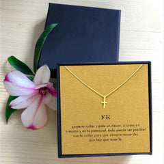 Christian Golden Cross Pendant Necklace For Women Short Chain Simple Minimalist