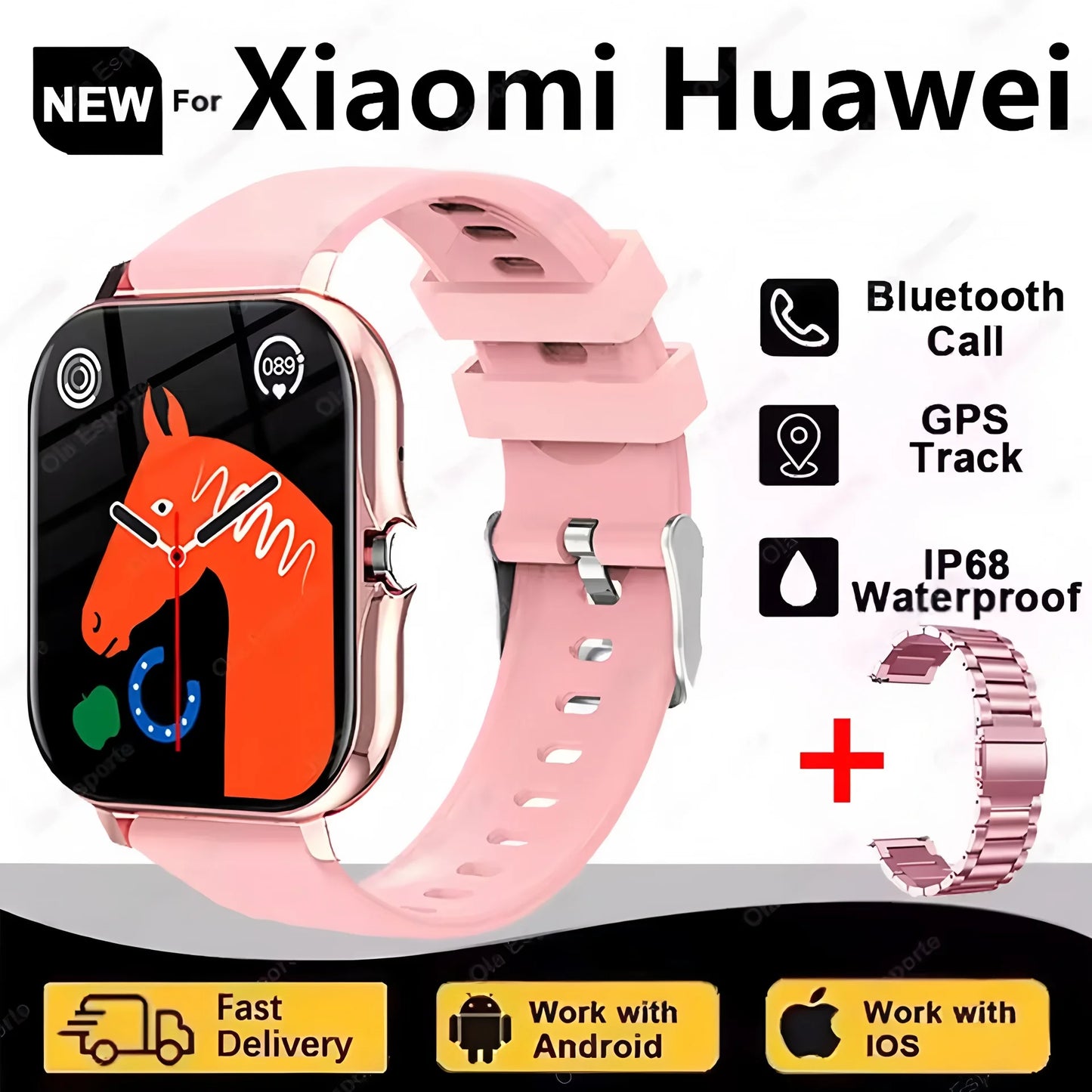 New SmartWatch Men Women 2.02 Amoled BT Call GPS Tracker NFC Sport Waterproof Heart Rate Smart Watch Fitness Tracker