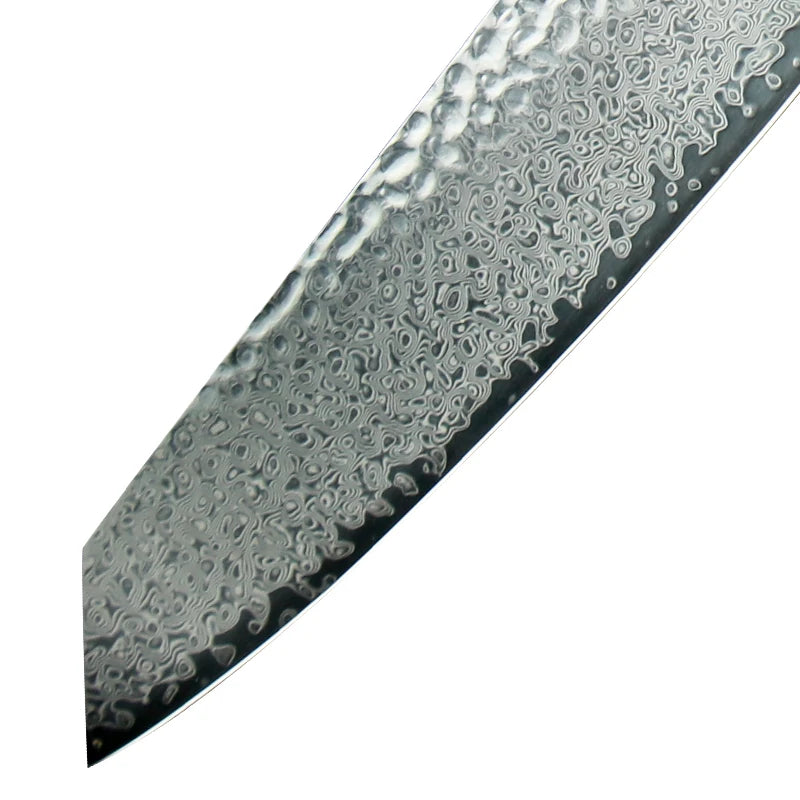 Damascus Chef Knife 8 Inch  Vg10 Japanese Knife Stabilized Colored Wood Handle