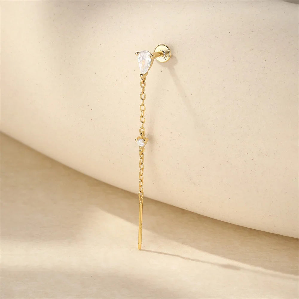 Aide 925 Sterling Silver Long Chain Tassel Baroque Irregular Pearl Dangle Earrings for Women C Shape Earrings Jewelry Pendientes