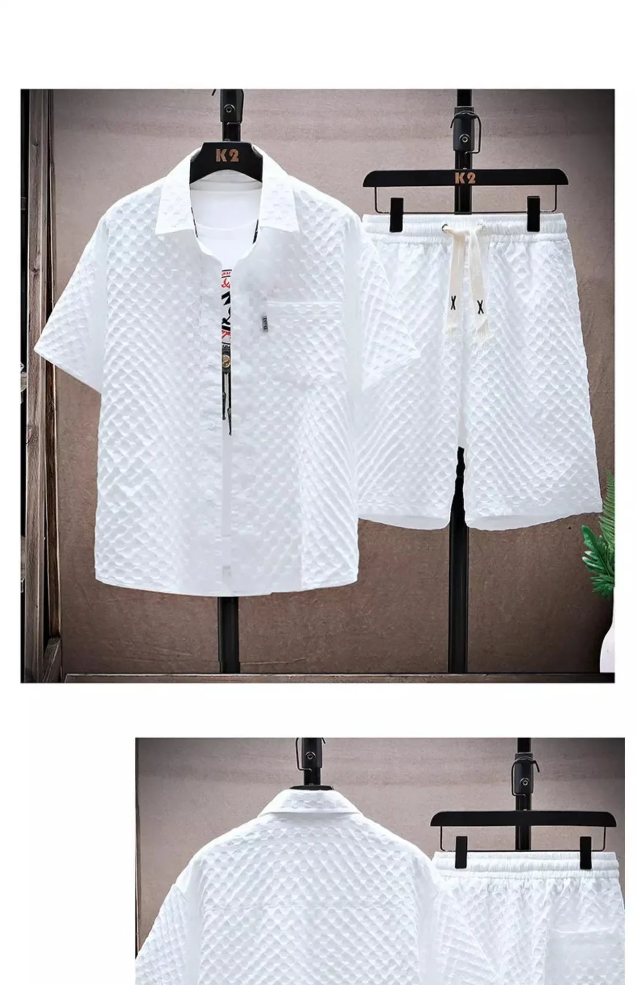 Casual Thin Sports Two-piece Set 2024 Summer Ice Silk Suit Men's Trendy Short Sleeve T-shirt Shorts One Set