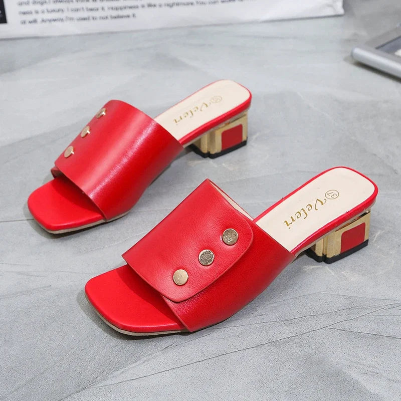 2024 New Shoes for Women Fashion Heel Slippers Luxury Designer Sandals Ladies Shoes Zapatos De Mujer