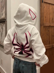 Woman clothing Spider Print Hoodie Pullover Sweatshirt High Street Anime Oversize Coats