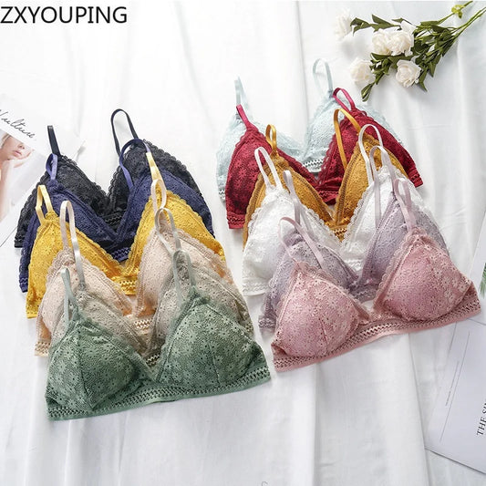 3 Piece Set Bra Lace Beauty Back Suit Underwear Gather Seamless