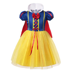 Snow White Princess Dress Kids Girl Costume With Cape Headwear Halloween