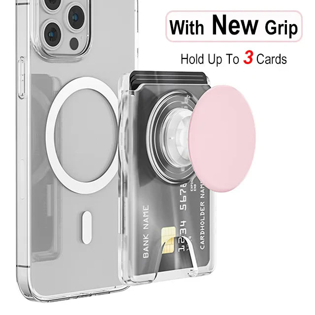 Grippopso Universal Magnetic Wallet With Expanding Phone Grip,Phone Card Holder Solid SocketWallet For IPhone Samsung Wallets