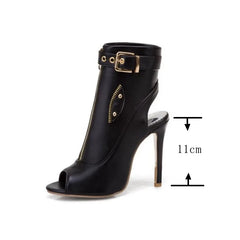 Summer Sandals Zipper Ankle Boots For Women 11cm Stiletto High Heels