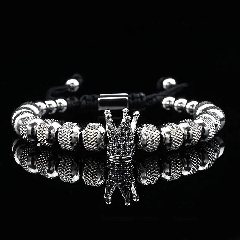 3Pcs Luxury Set Crown Charms Man Bracelet Roman Gold Women Bangles Hand Jewelry Valentine's Day Gift Creative Bracelet