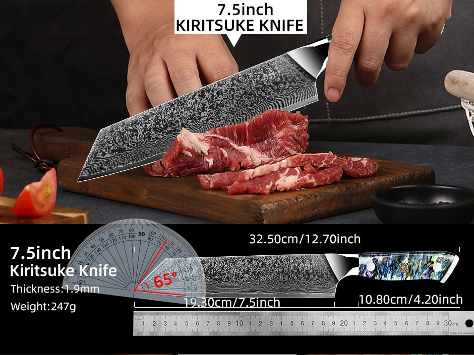 Damascus Knife Chef Knife Japanes VG10 67 Layer Steel Cleaver Paring Bread Knife