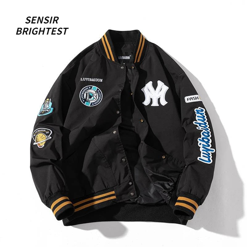 American Street Bomber Jacket Men's Autumn and Autumn Couples Embroidered
