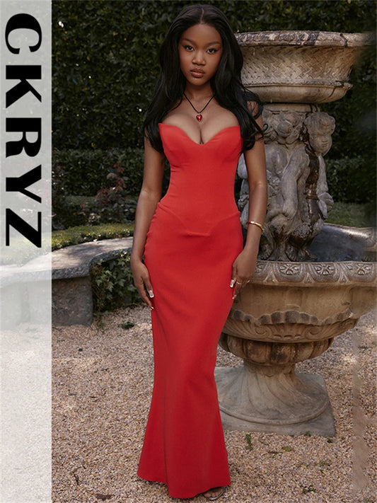 Formal attire Dresses: Ladies Spring Sleeveless Backless Tube Bodycon Maxi Dresses