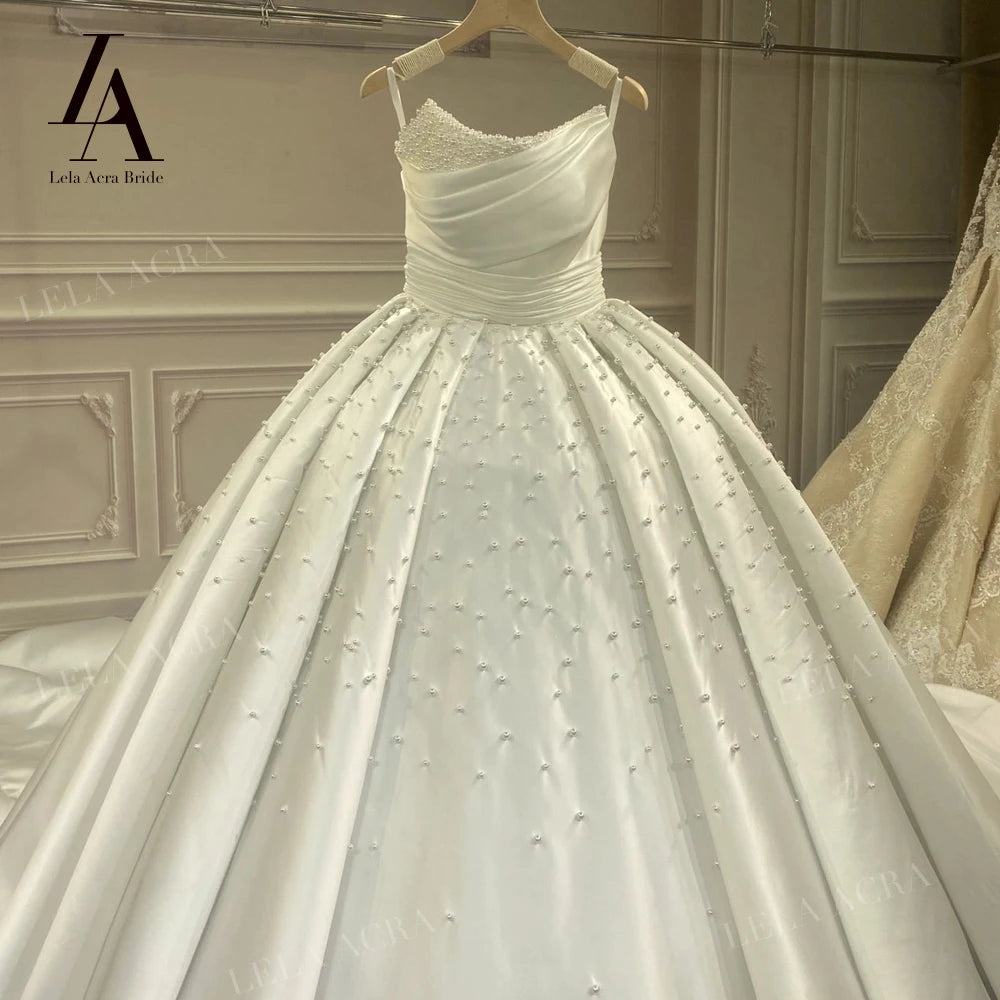 White Bridesmaid Dresses: Wedding Dresses for women Sleeveless Court Train Princess